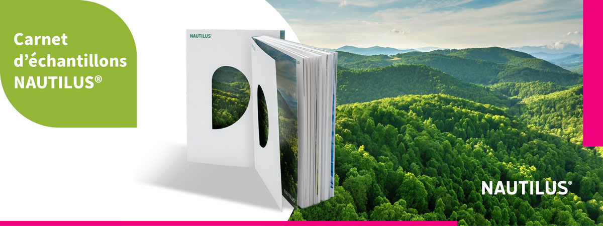 Nuancier Nautilus avec paysages naturels – papiers durables pour projets d’impression créatifs